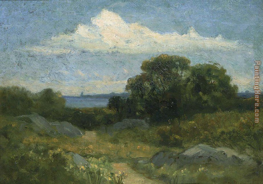 Landscape (trees and rocks by lake) painting - Edward Mitchell Bannister Landscape (trees and rocks by lake) art painting